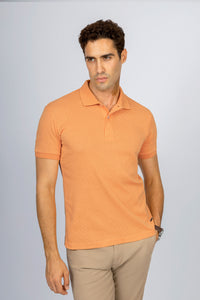 Jacquard Pique Basic Orange Polo