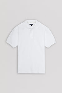 Pique Jacquard  White Cotton Polo