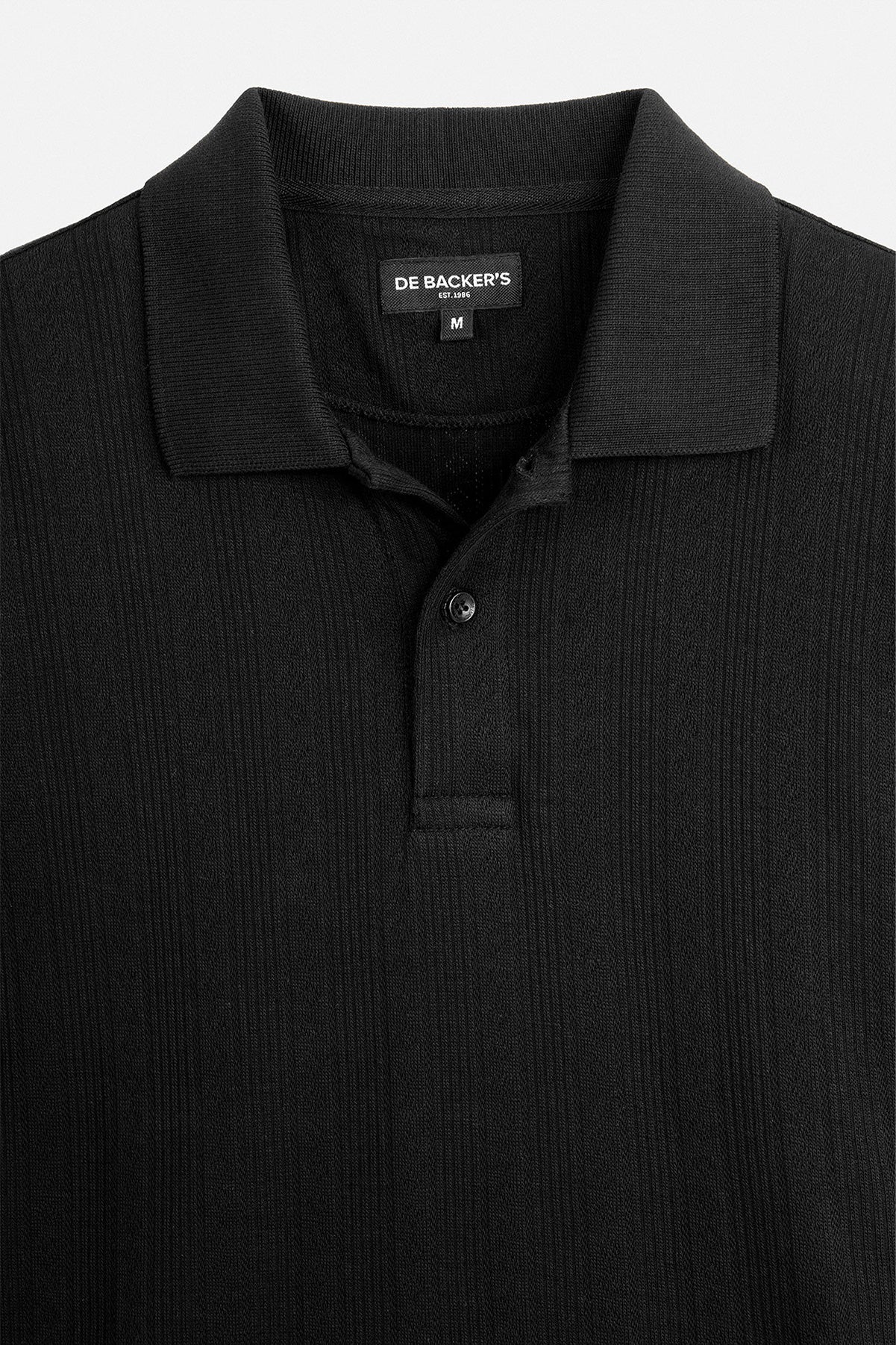 Pique Jacquard  Black Cotton Polo