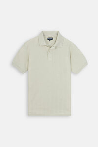 Pique Jacquard  Beige Cotton Polo