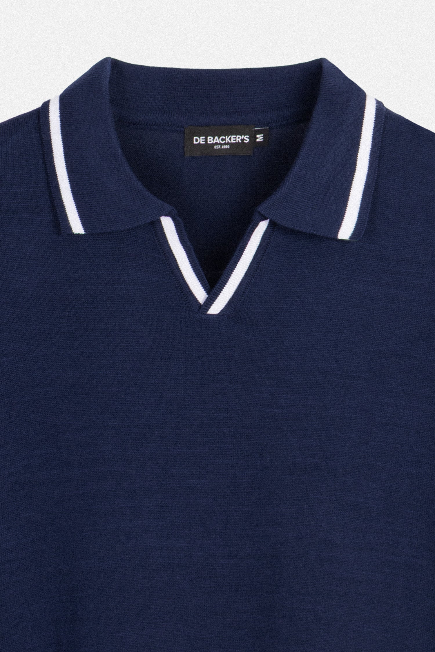 Knitted Navy V-Neck Polo