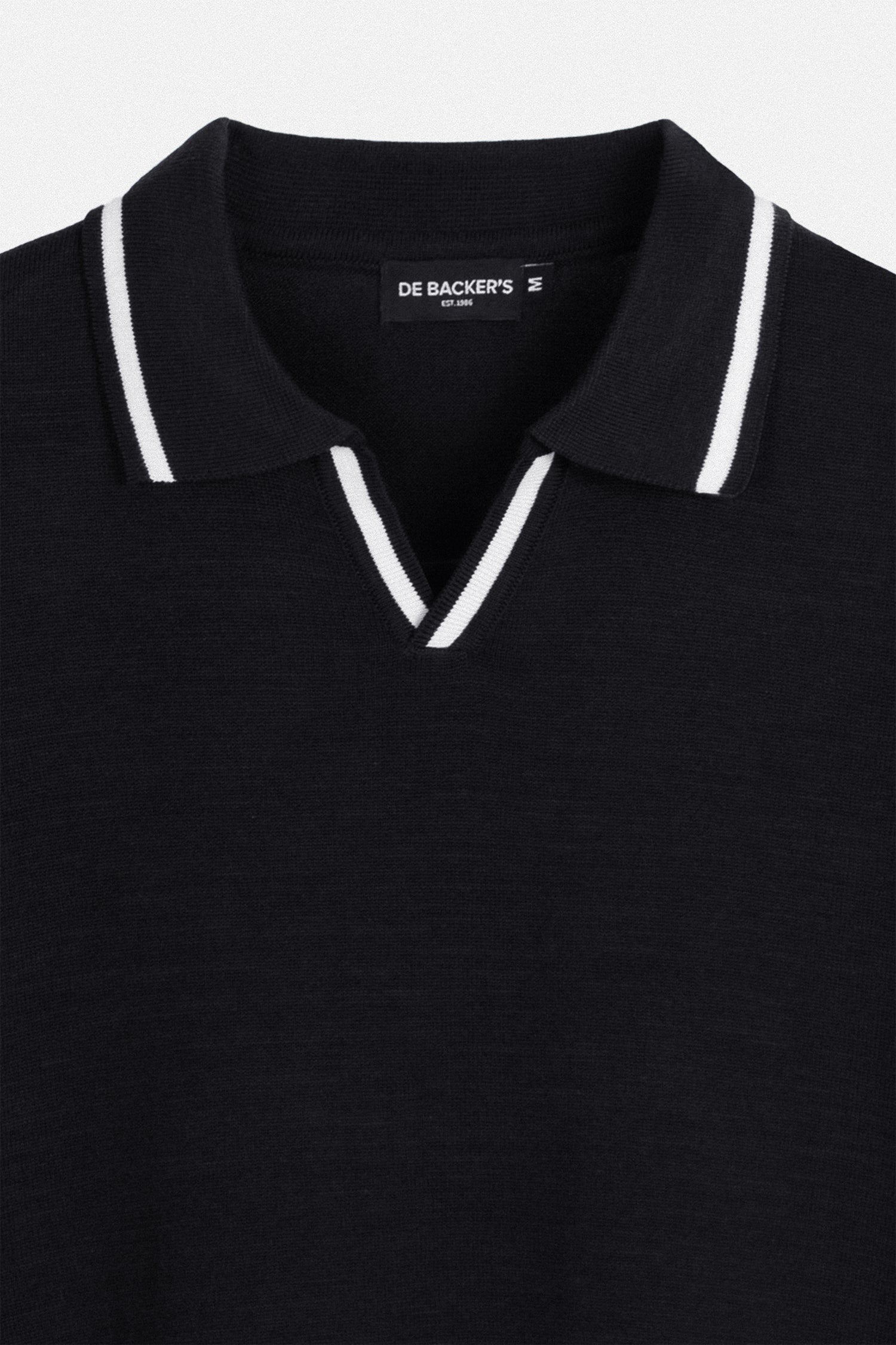 Knitted Black V-Neck Polo