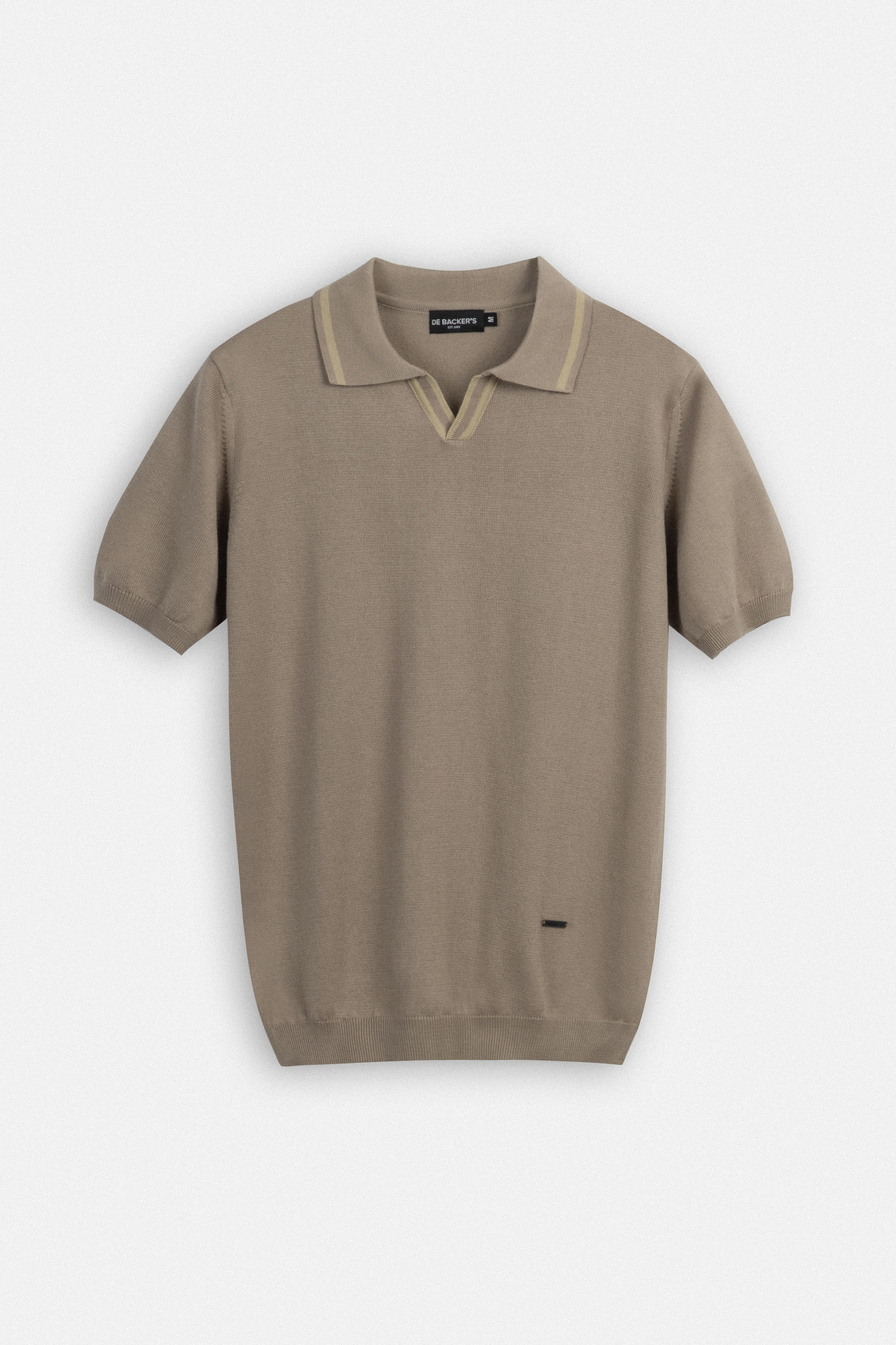 Knitted Light Brown V-Neck Polo
