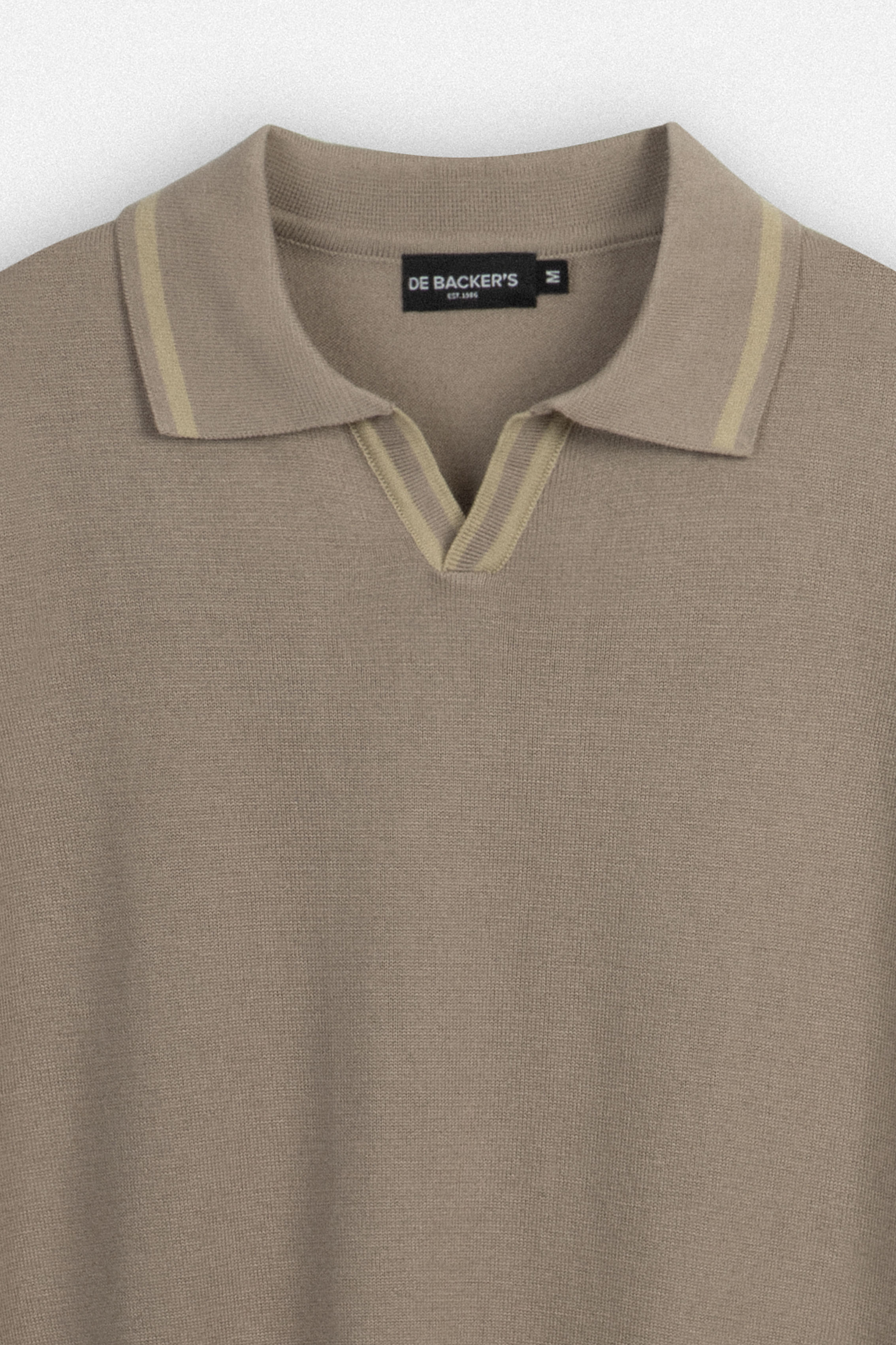 Knitted Light Brown V-Neck Polo