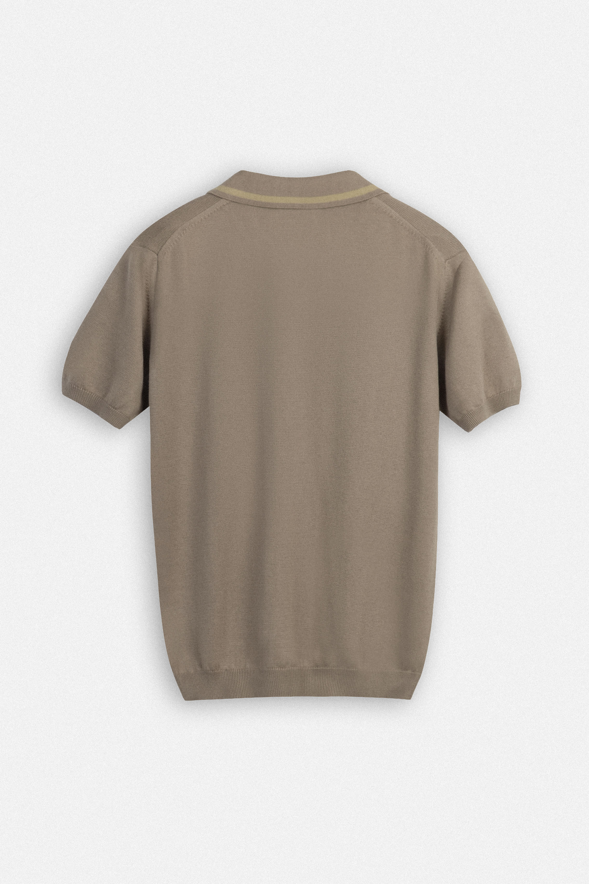 Knitted Light Brown V-Neck Polo