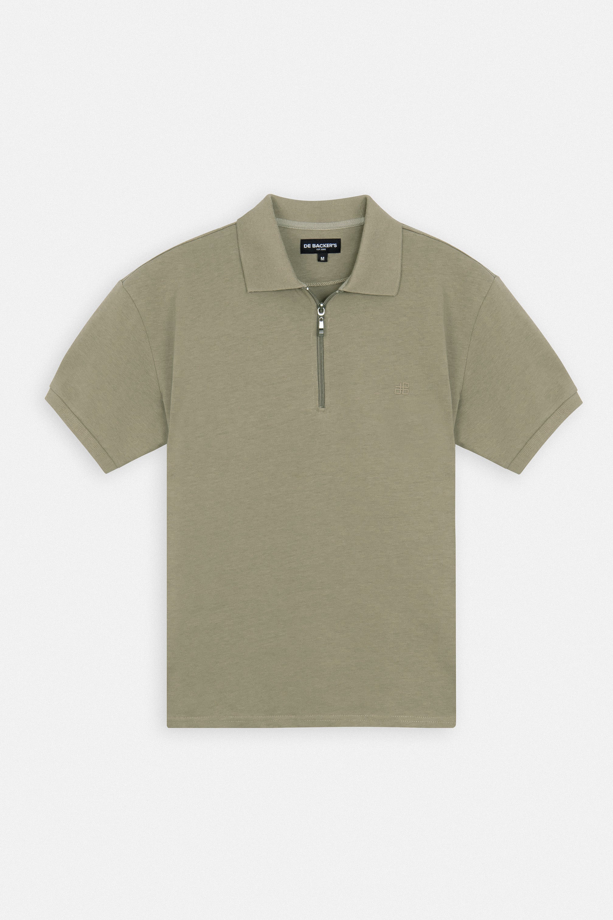 Jacquard Pique  Zip-Up Coffee Polo