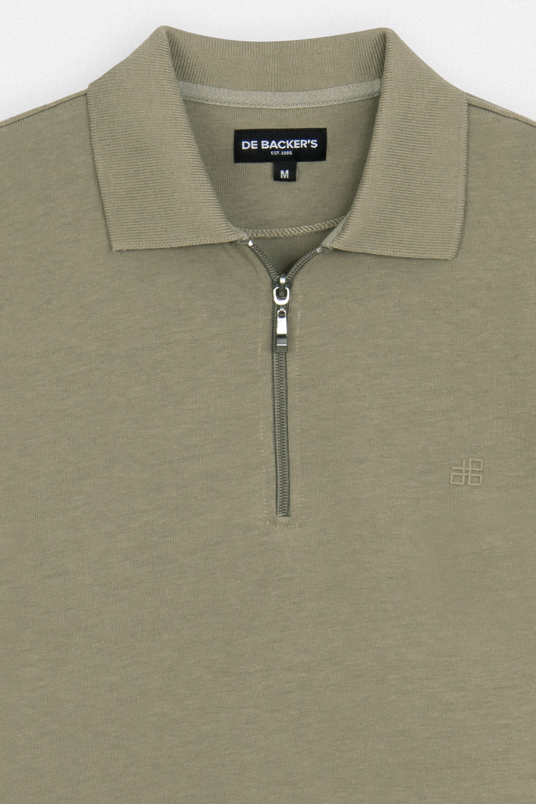 Jacquard Pique  Zip-Up Coffee Polo