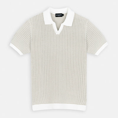 Knitted Light Brown V-Neck Polo