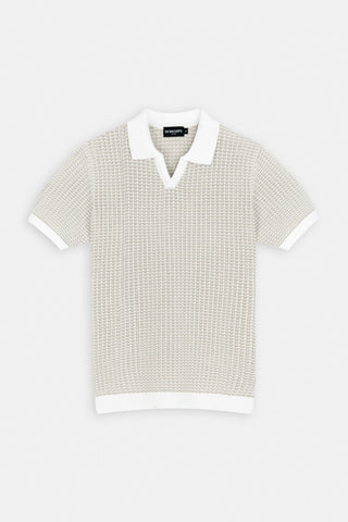 Knitted Light Brown V-Neck Polo