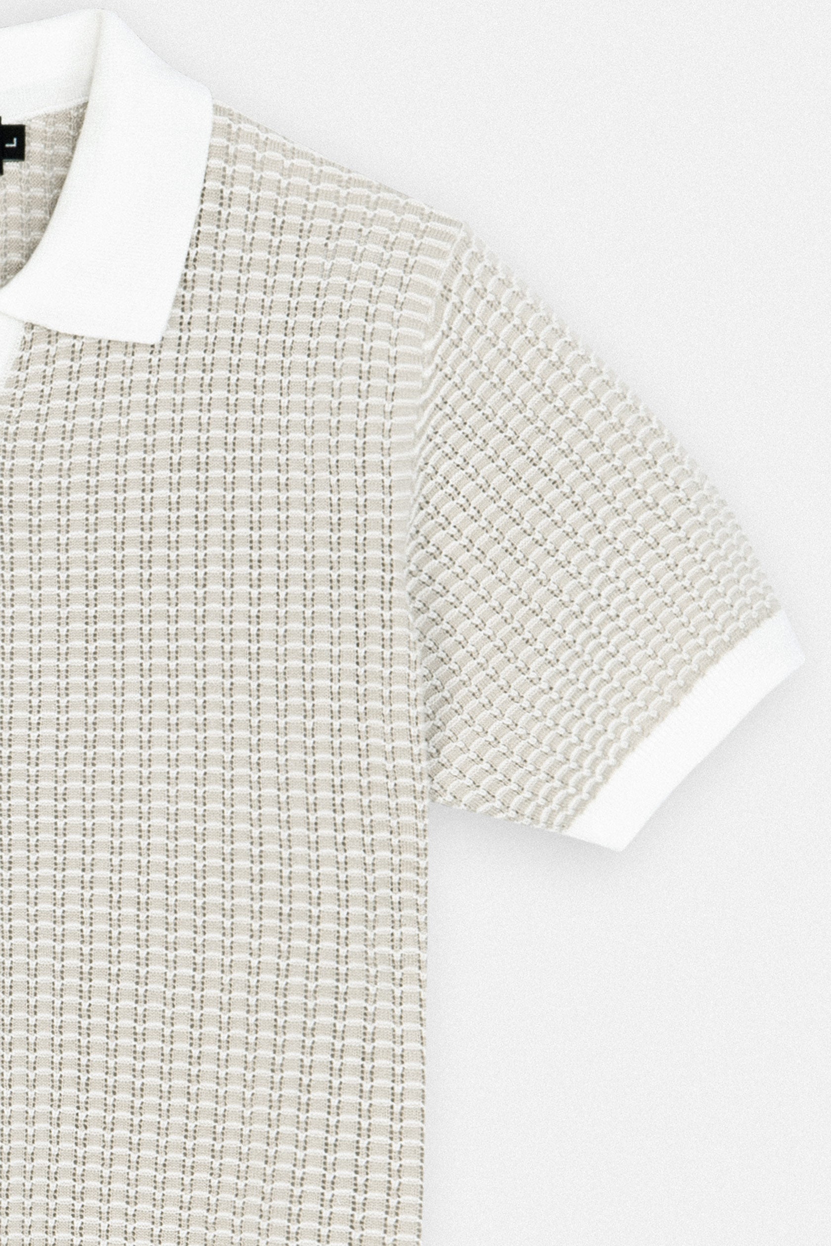 Knitted Light Brown V-Neck Polo