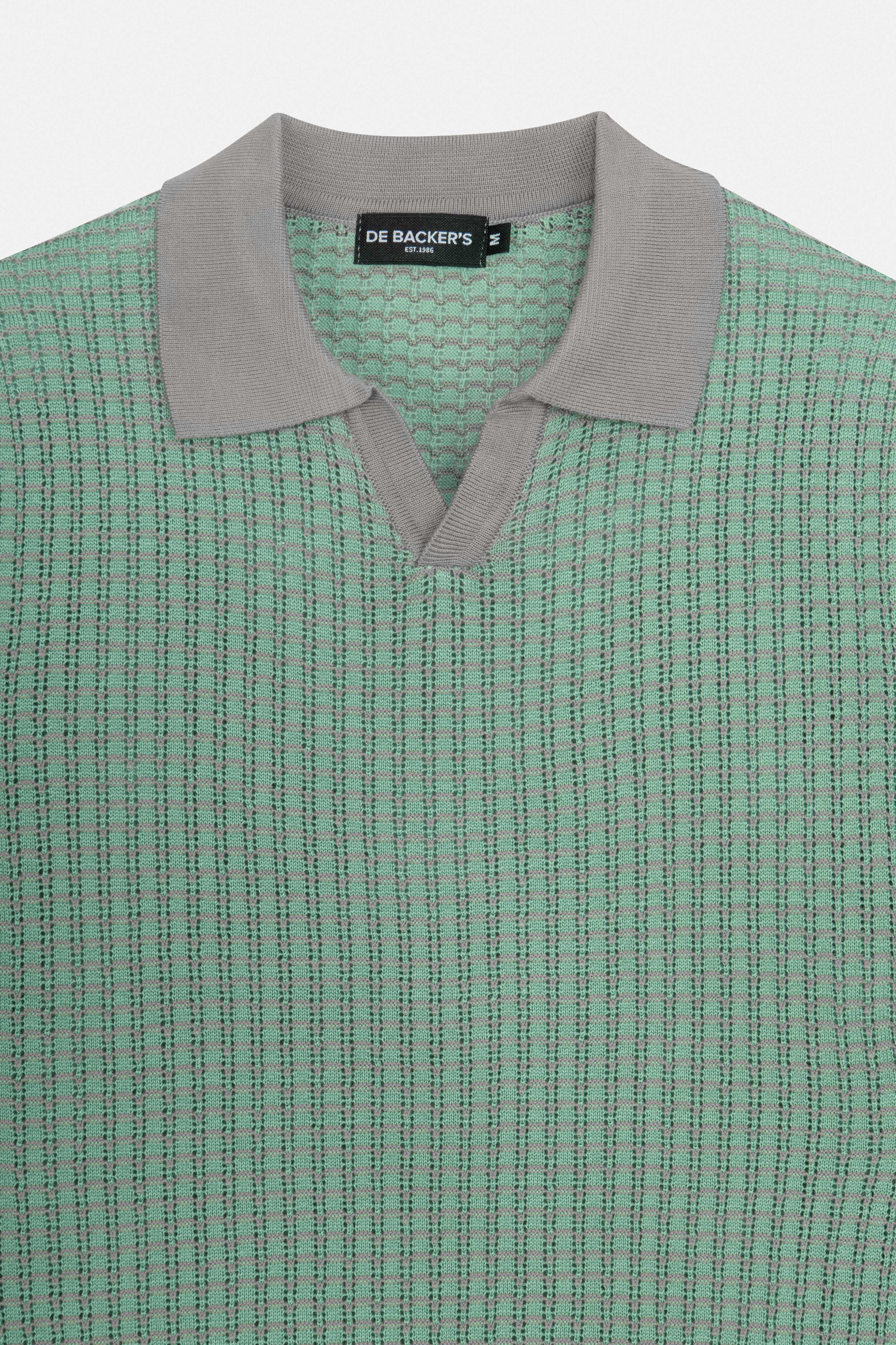 Knitted Green V-Neck Polo