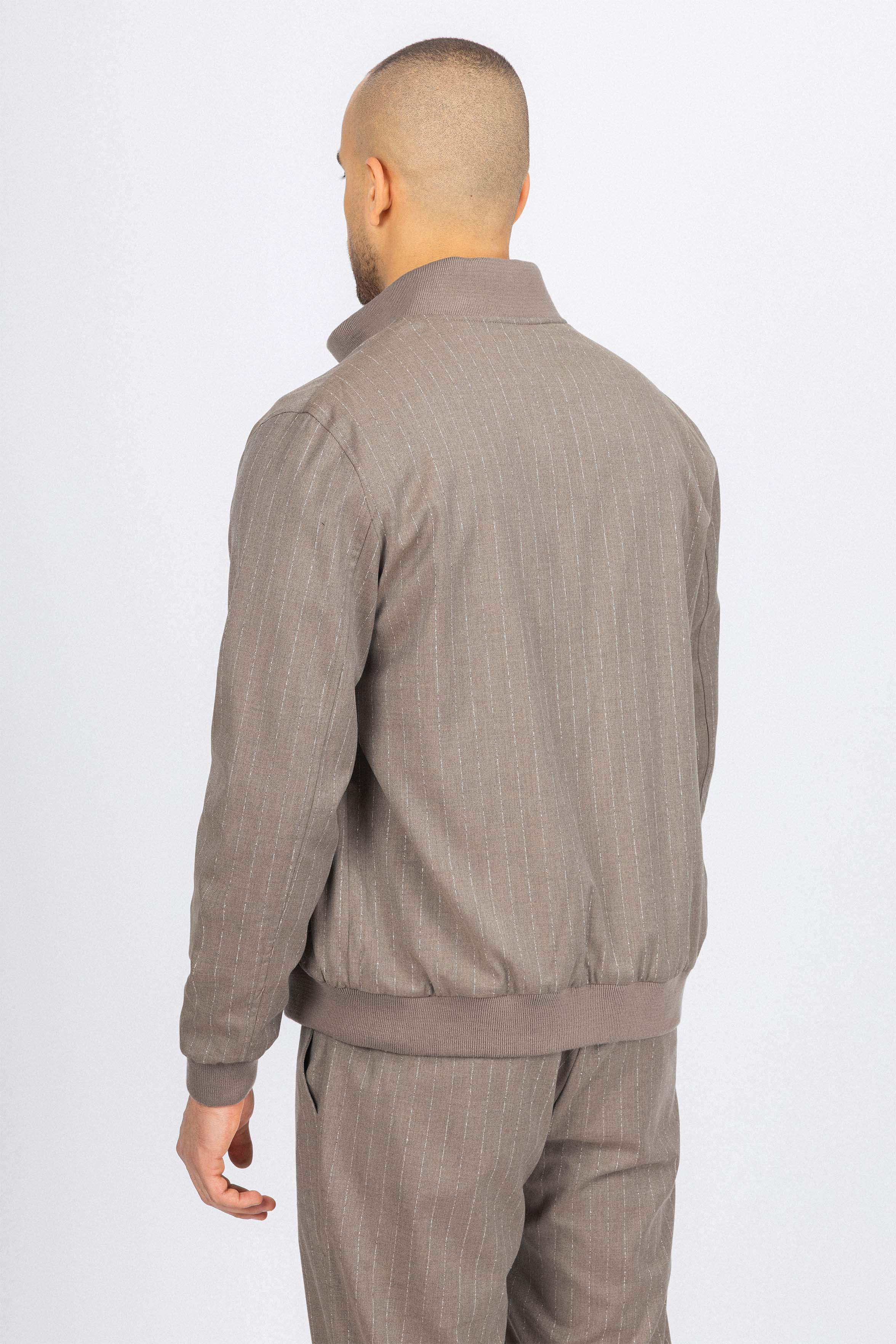 Light Brown Striped Mens Casual Set