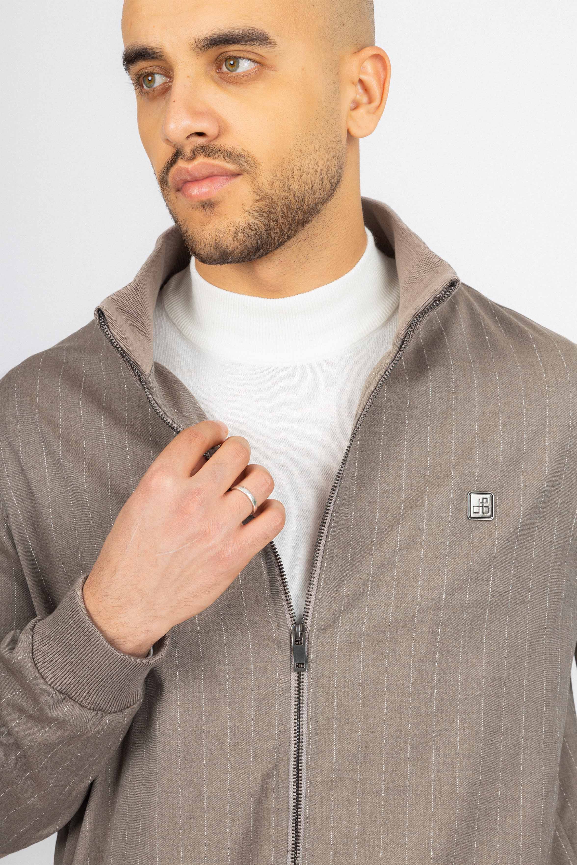Light Brown Striped Mens Casual Set