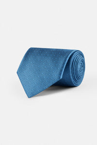 Jacquard Dotted Blue Necktie with Handkerchief