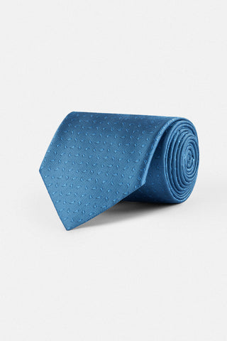 Jacquard Dotted Blue Necktie with Handkerchief