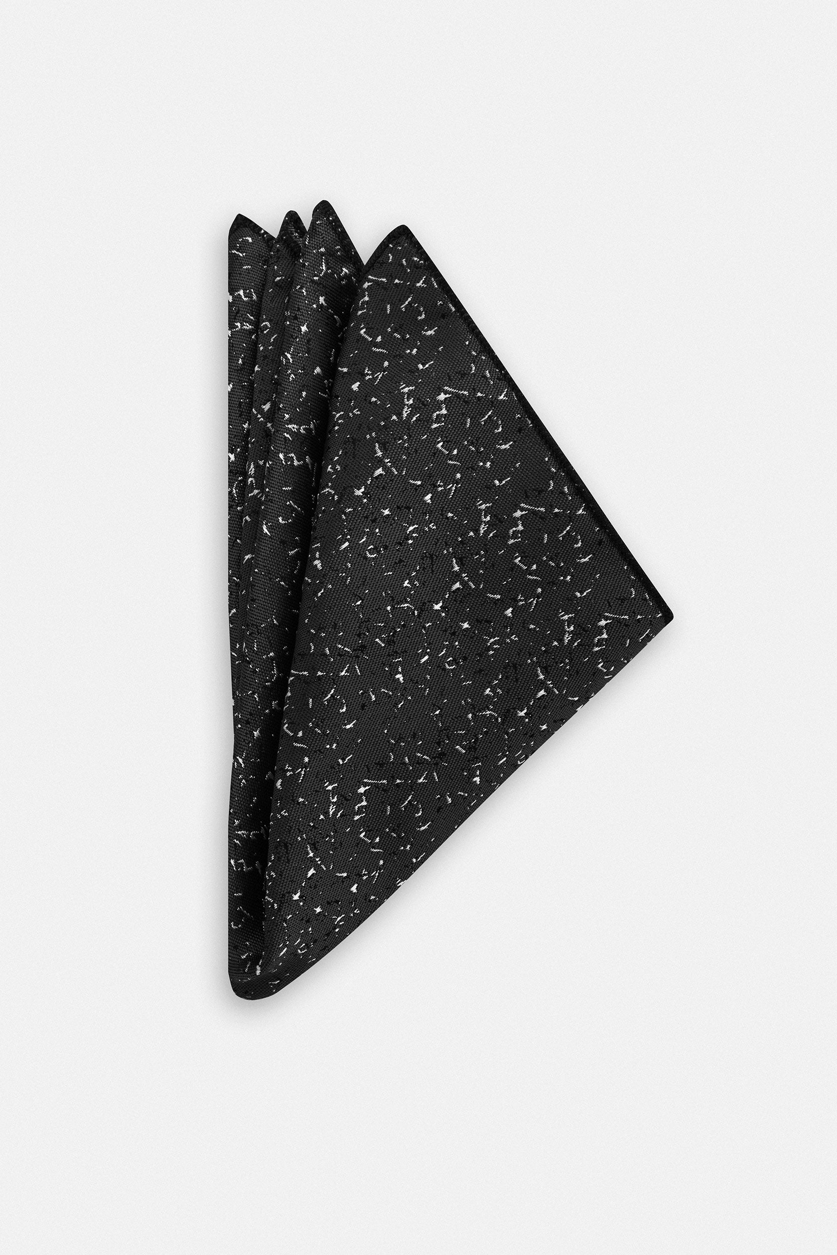 Jacquard Black Necktie with Handkerchief
