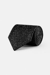 Jacquard Black Necktie with Handkerchief