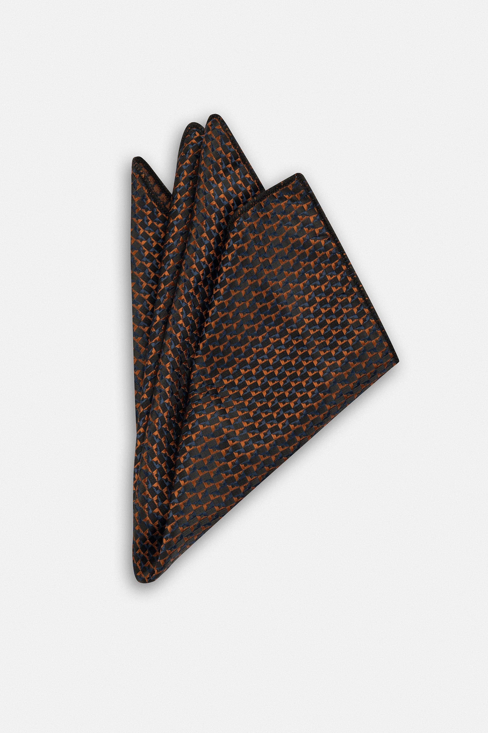Jacquard Patterned Dark Brown Necktie with Handkerchief