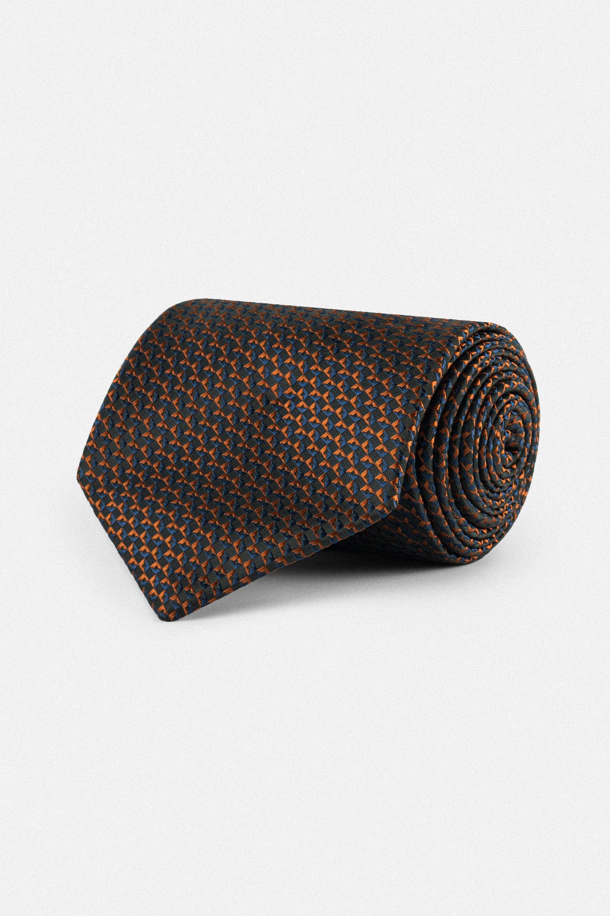 Jacquard Patterned Dark Brown Necktie with Handkerchief