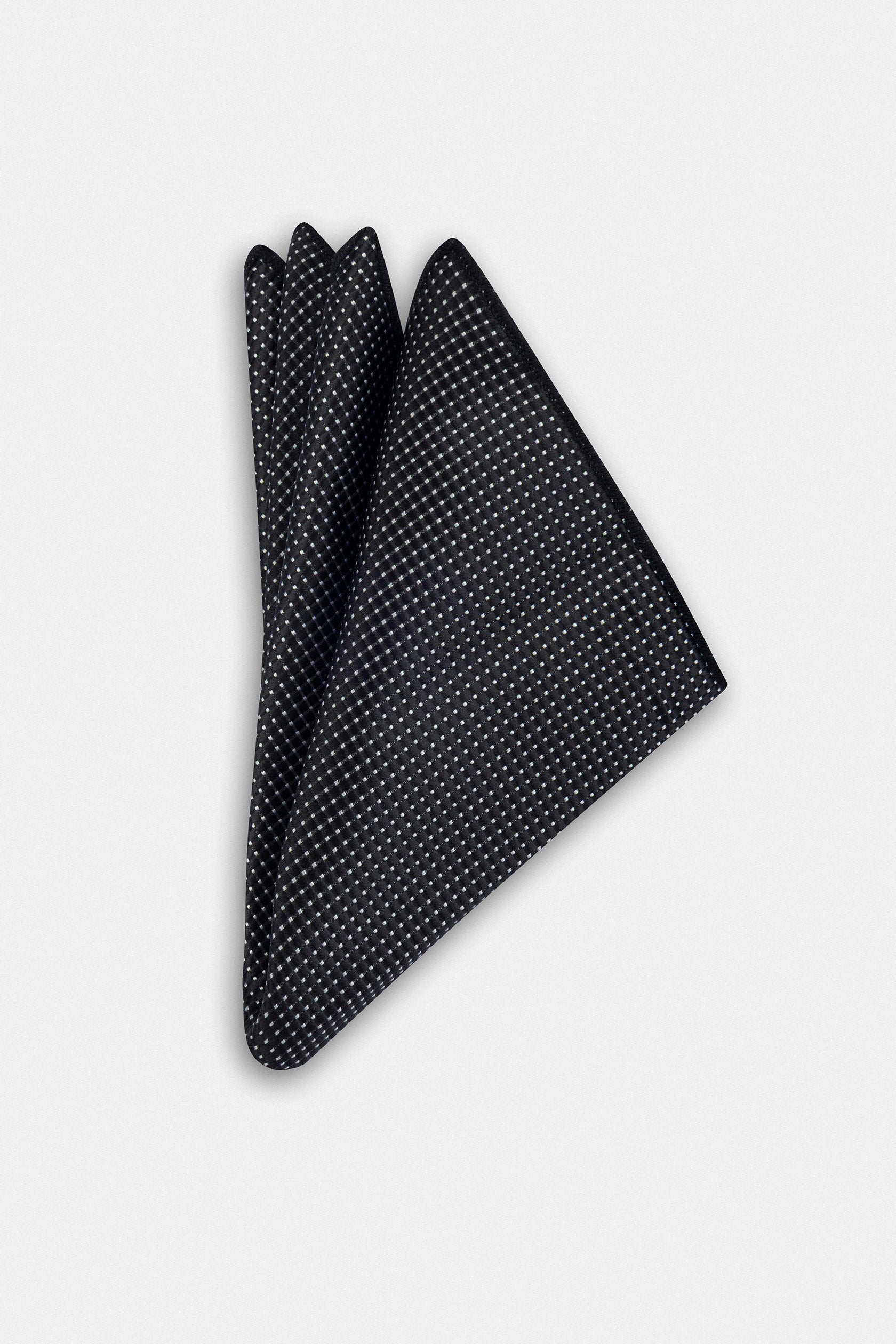 Jacquard Dotted Black Necktie with Handkerchief