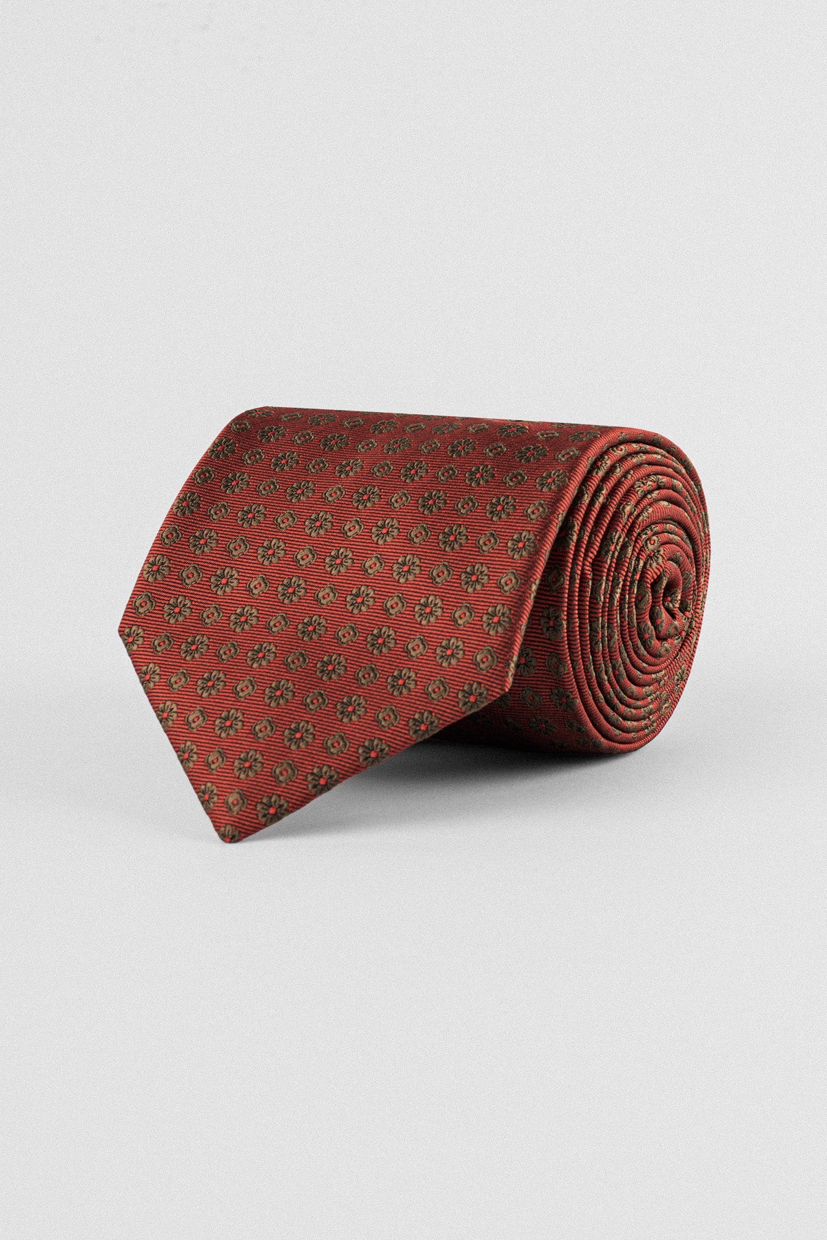 Jacquard Dark Red Necktie with Handkerchief