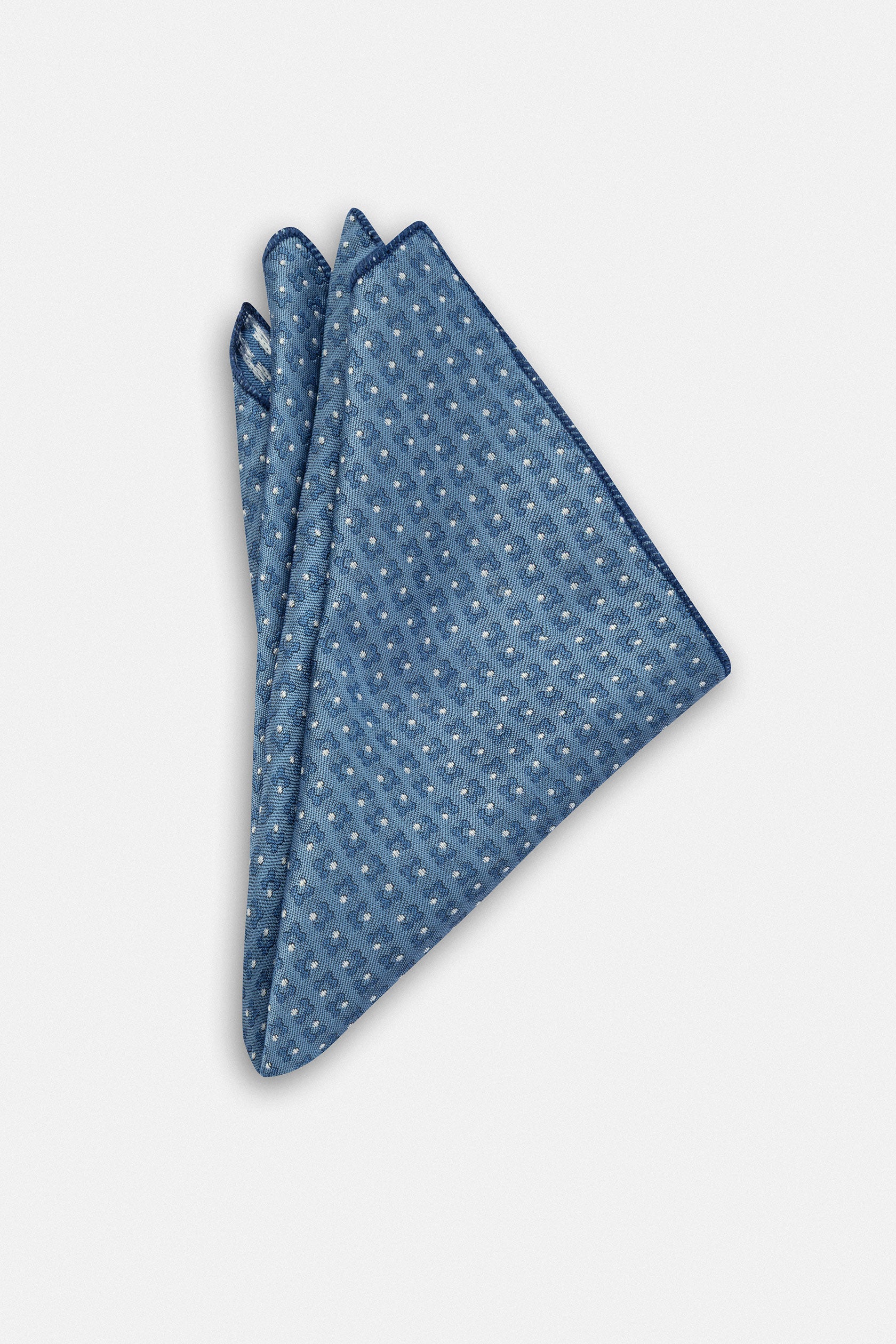 Jacquard Floral Navy Necktie with Handkerchief