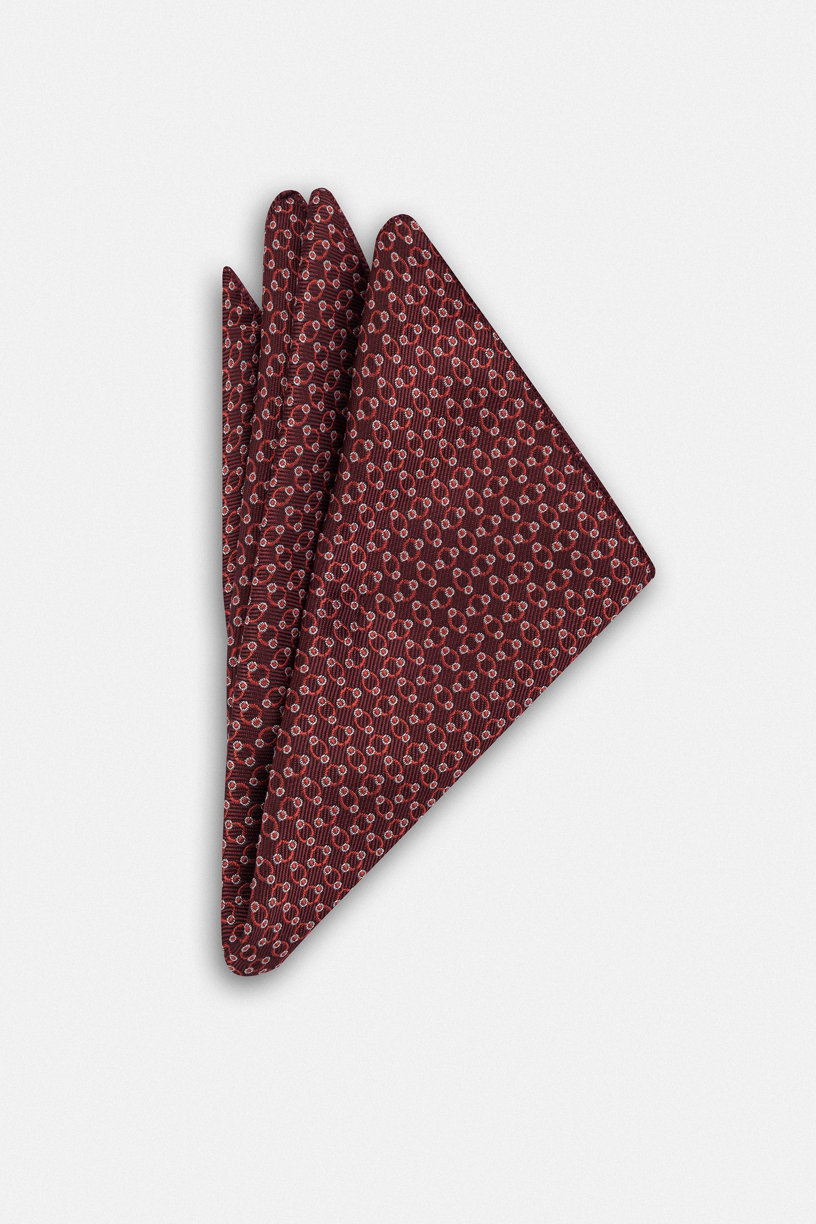 Jacquard Patterned Dark Red Necktie with Handkerchief