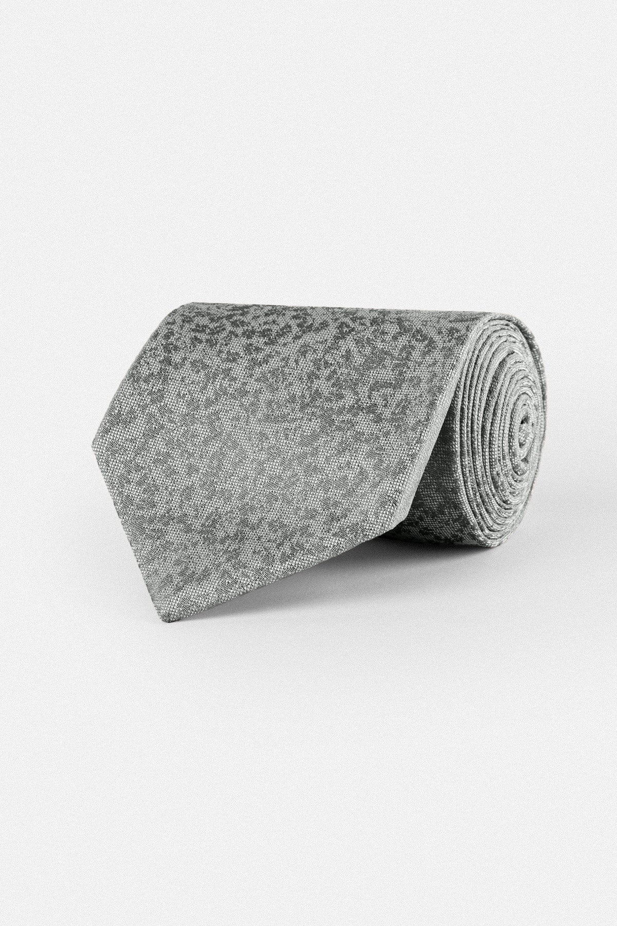 Jacquard Gray Necktie with Handkerchief