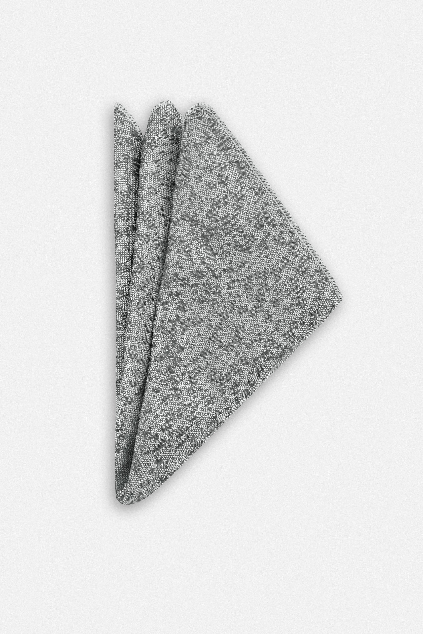 Jacquard Gray Necktie with Handkerchief