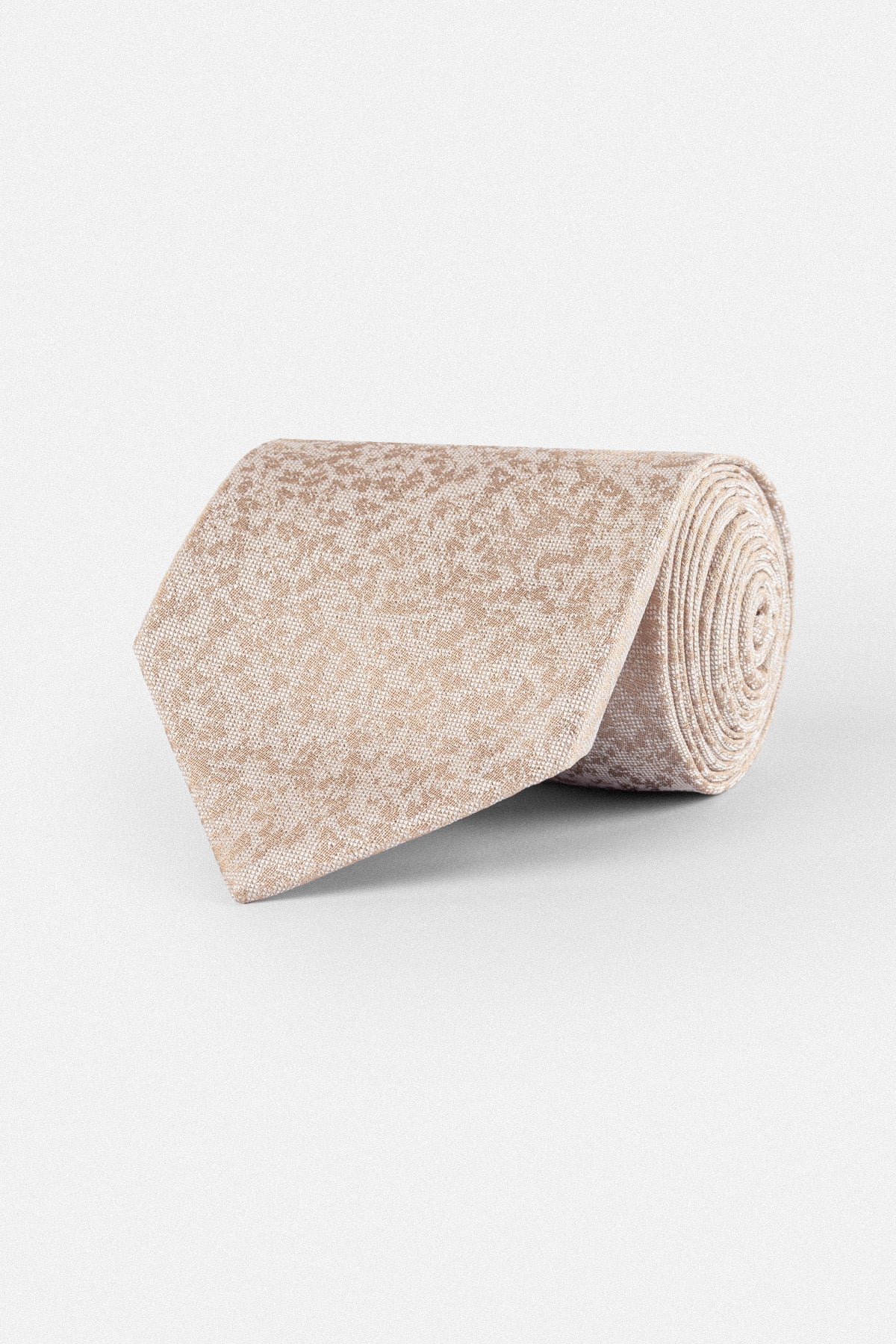 Jacquard Beige Necktie with Handkerchief
