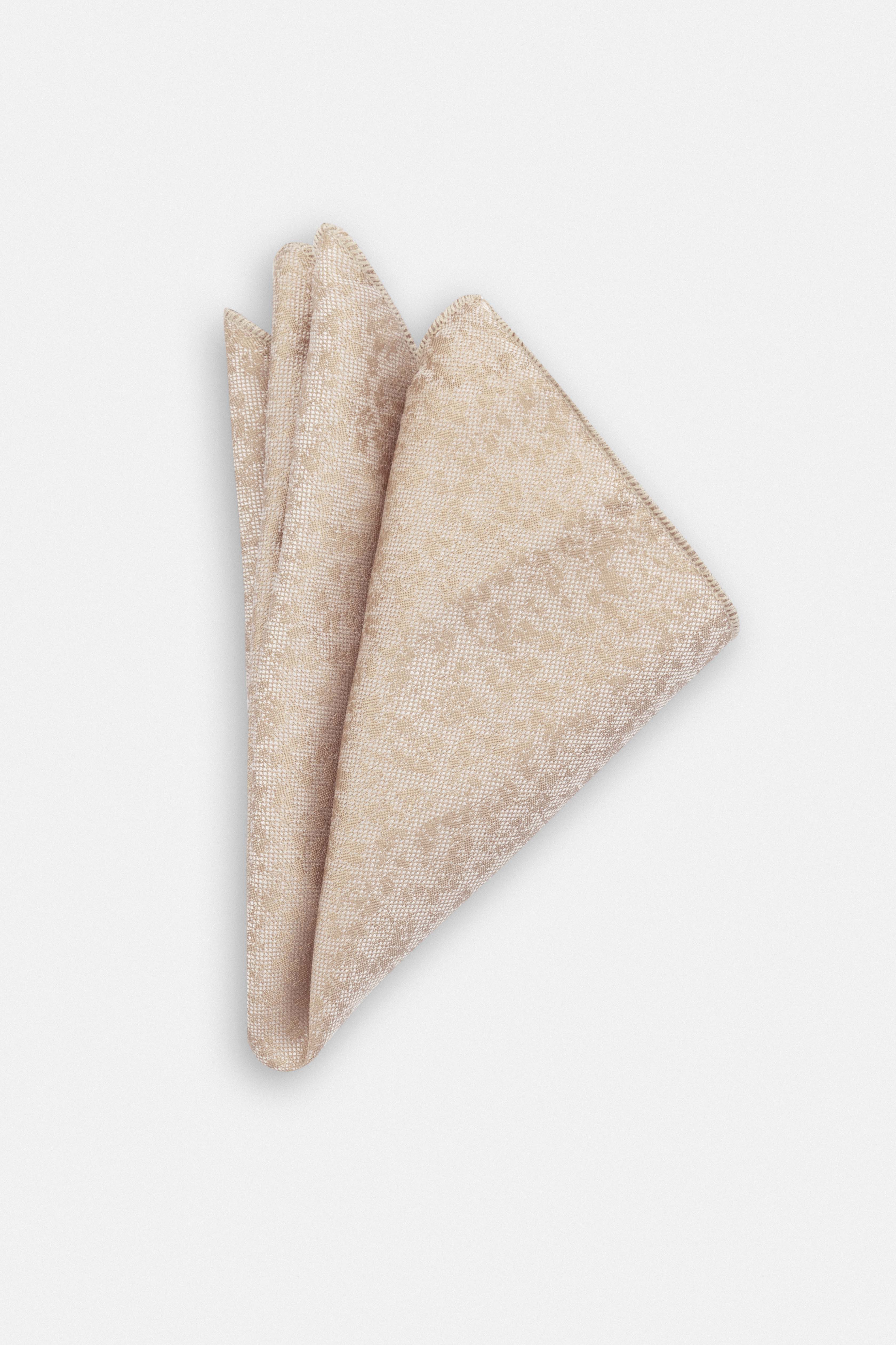 Jacquard Beige Necktie with Handkerchief