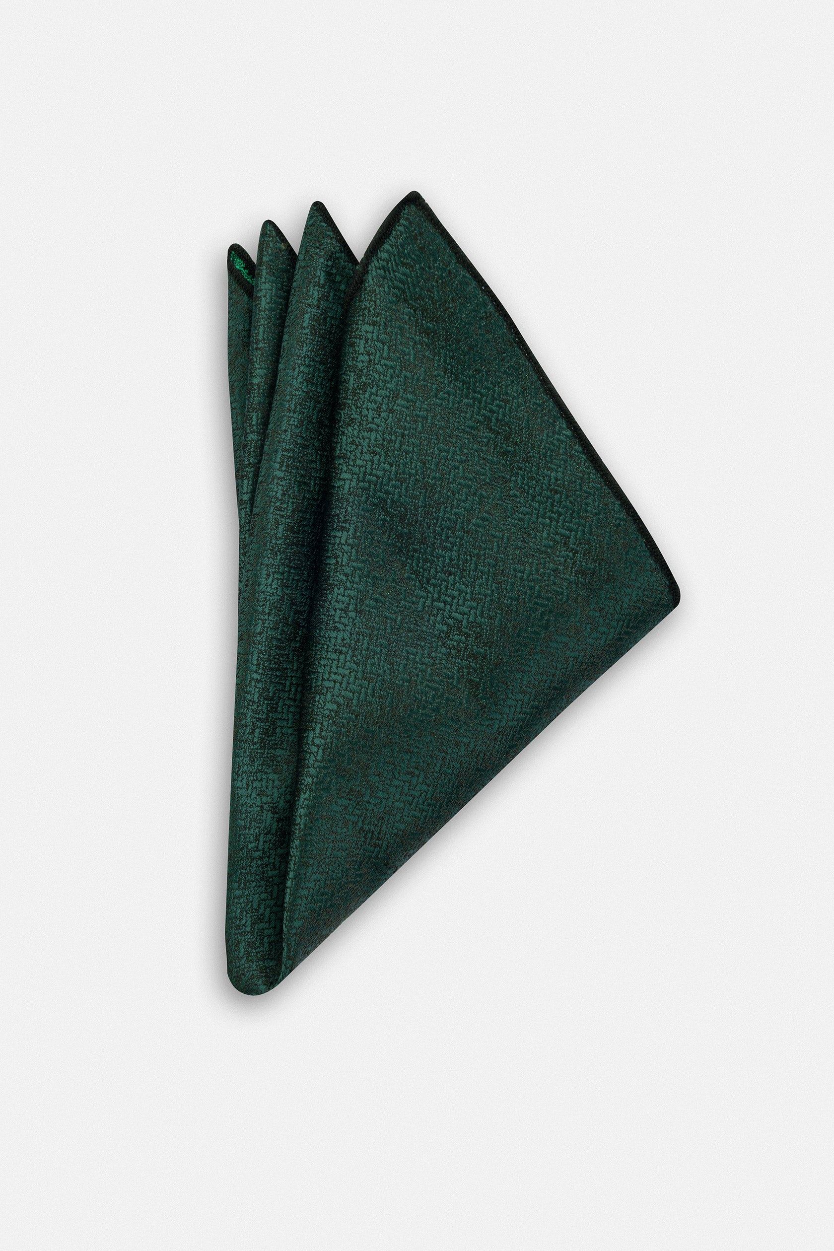 Jacquard Dark Green Necktie with Handkerchief