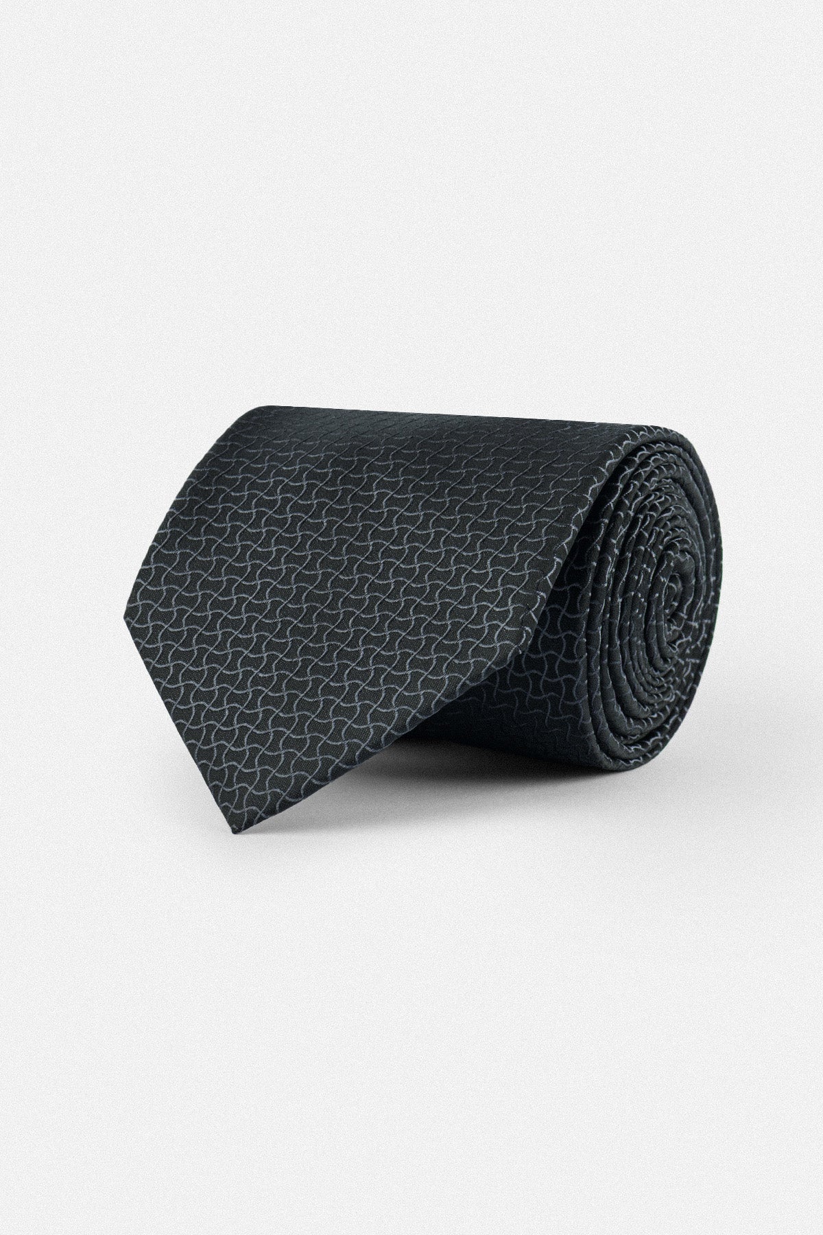 Jacquard Black Necktie with Handkerchief