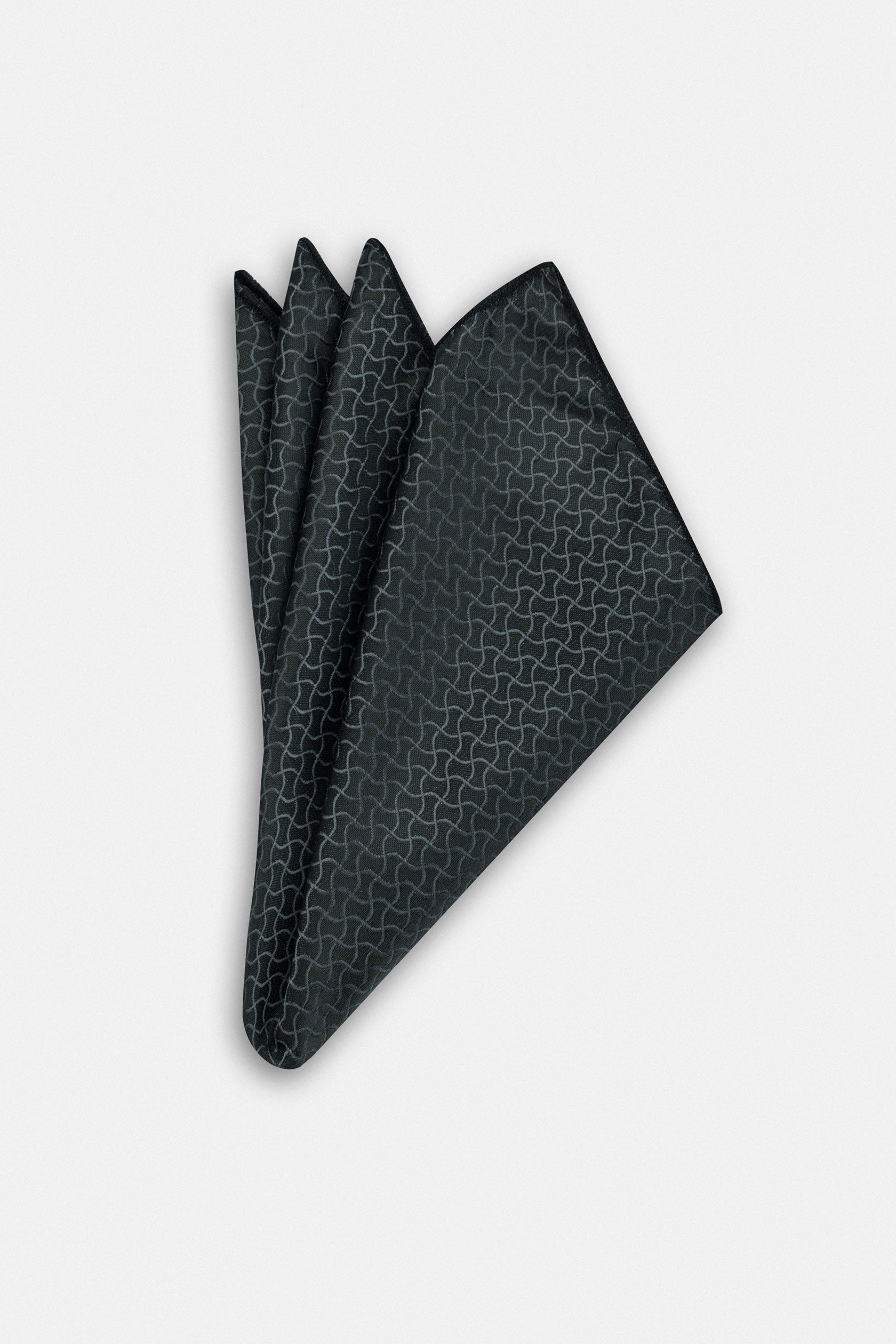 Jacquard Black Necktie with Handkerchief