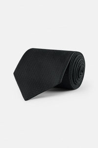 Jacquard Black Necktie with Handkerchief
