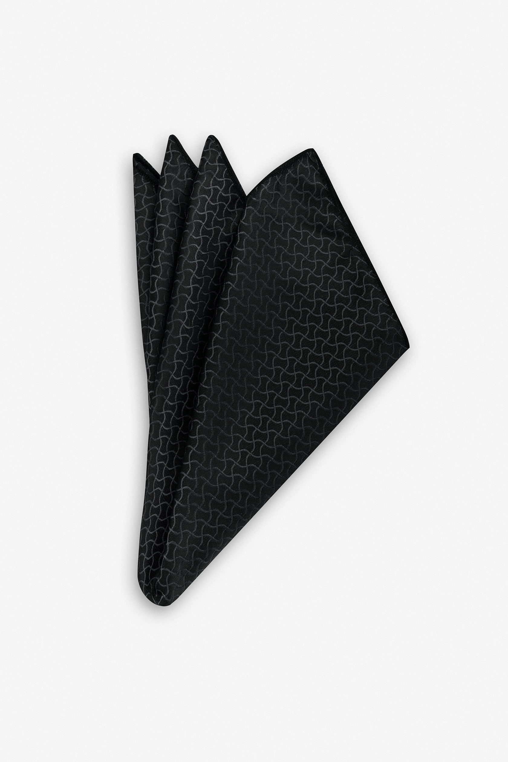 Jacquard Black Necktie with Handkerchief
