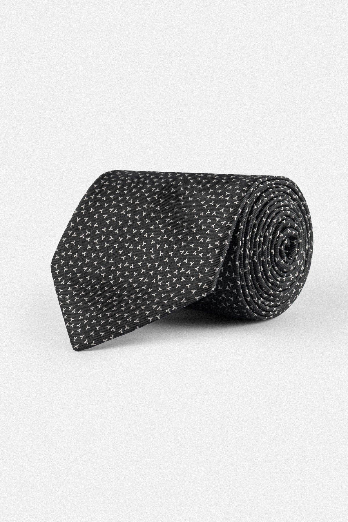 Jacquard Black Necktie with Handkerchief