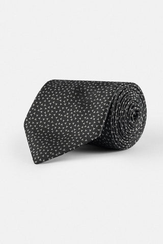 Jacquard Black Necktie with Handkerchief