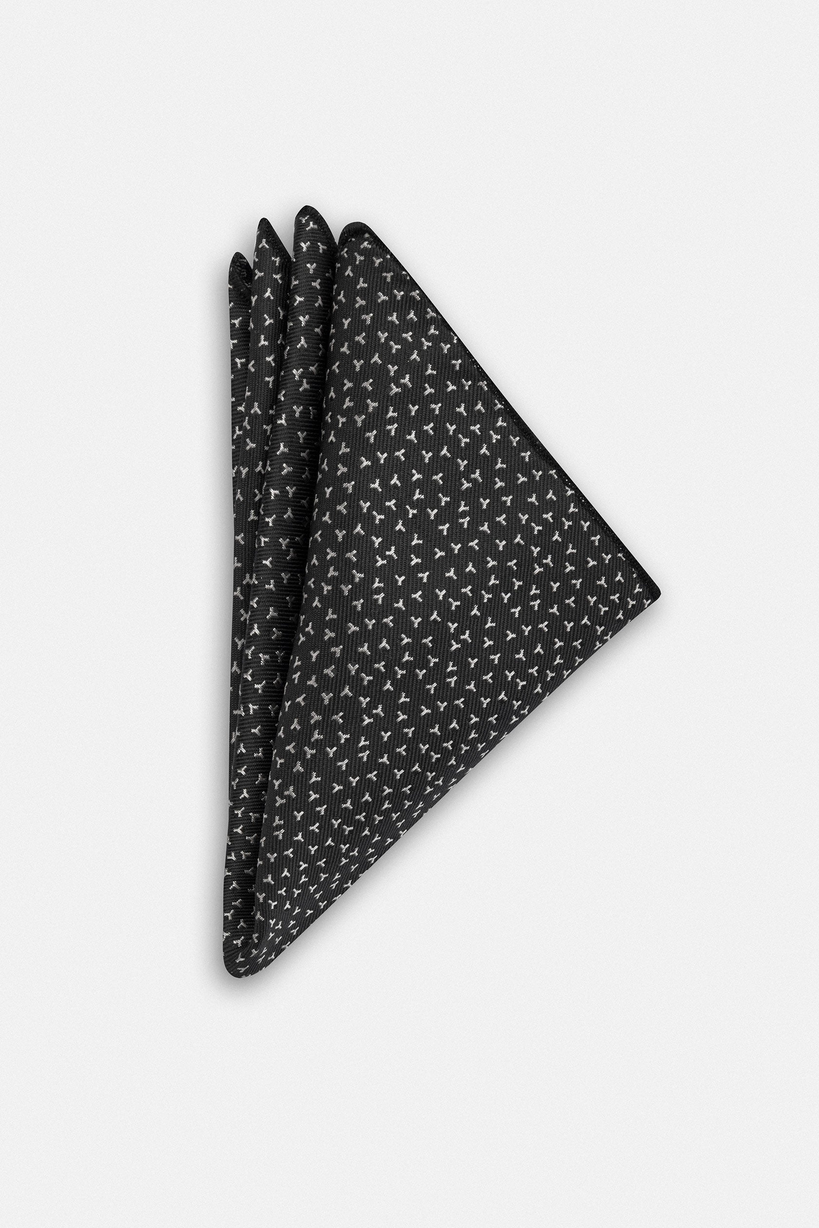 Jacquard Black Necktie with Handkerchief