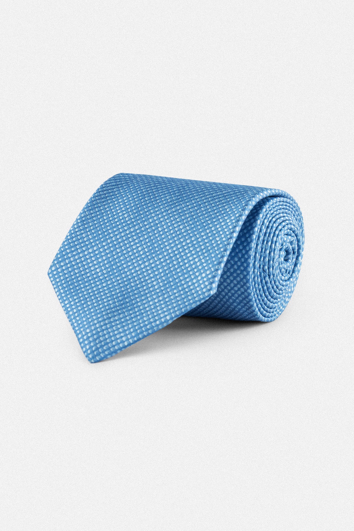 Jacquard Dotted Light Blue Necktie with Handkerchief