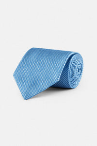 Jacquard Dotted Light Blue Necktie with Handkerchief