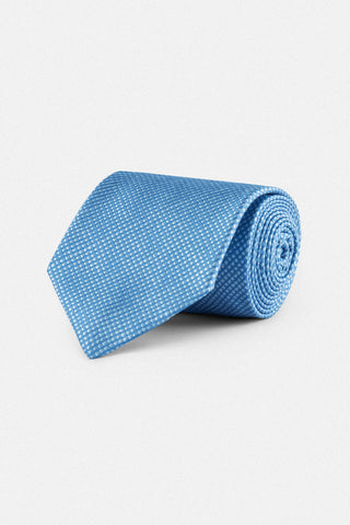 Jacquard Dotted Light Blue Necktie with Handkerchief