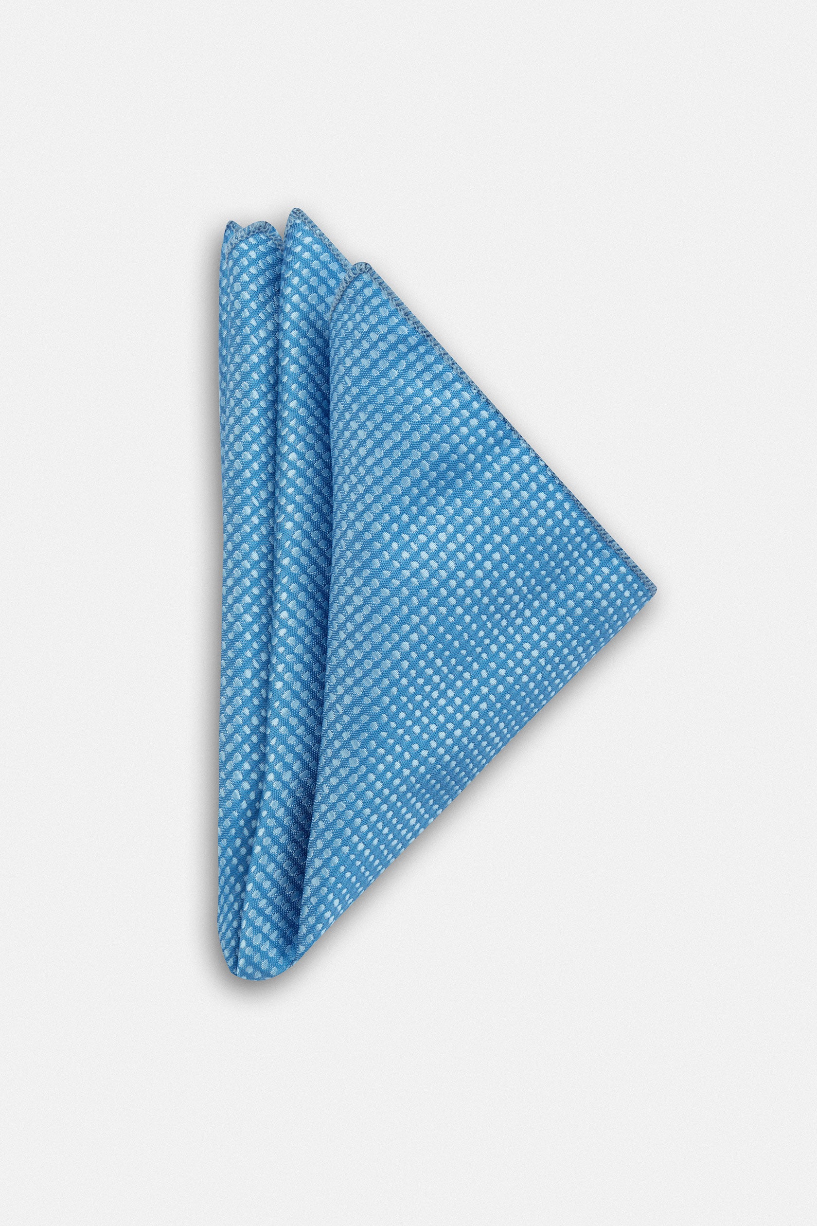 Jacquard Dotted Light Blue Necktie with Handkerchief