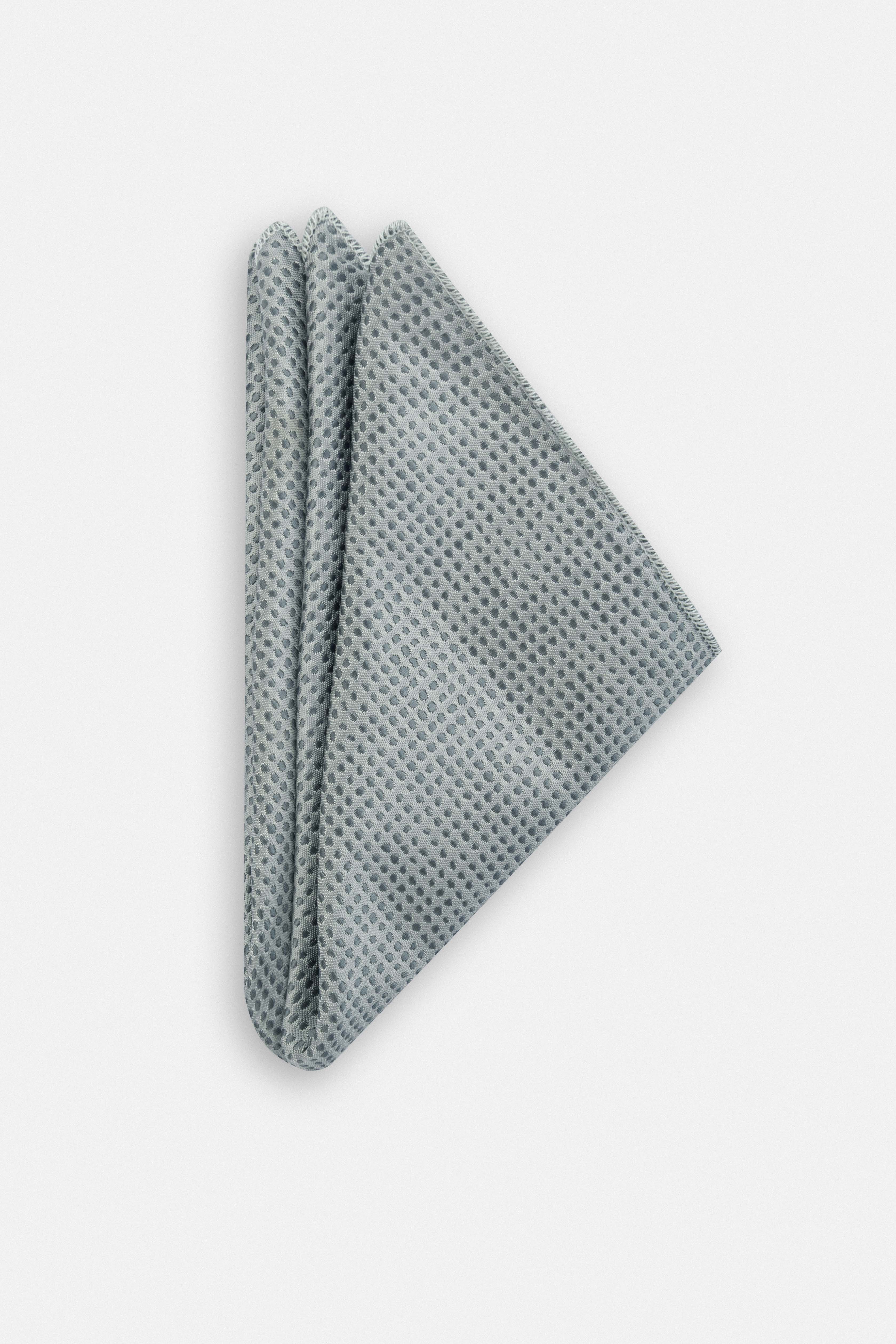 Jacquard Dotted Gray Necktie with Handkerchief