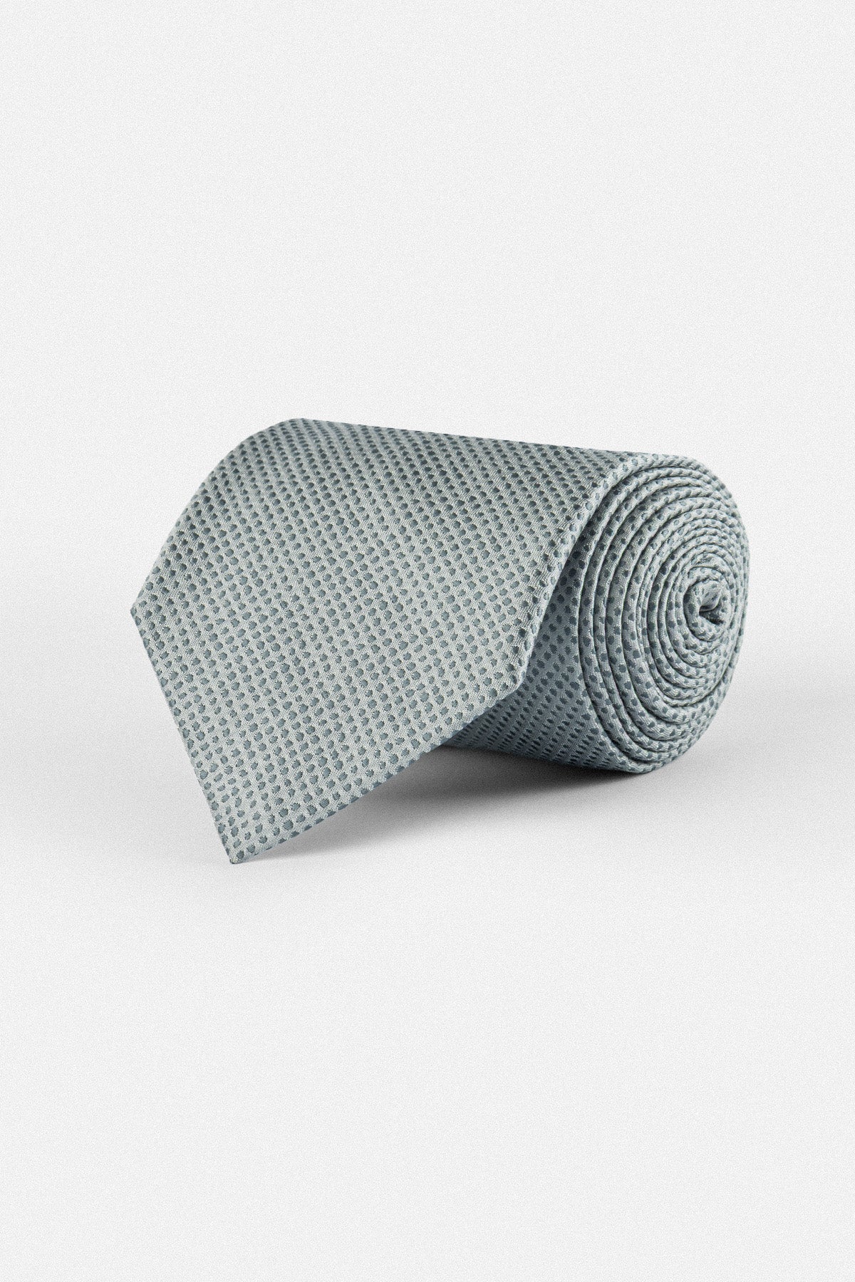 Jacquard Dotted Gray Necktie with Handkerchief