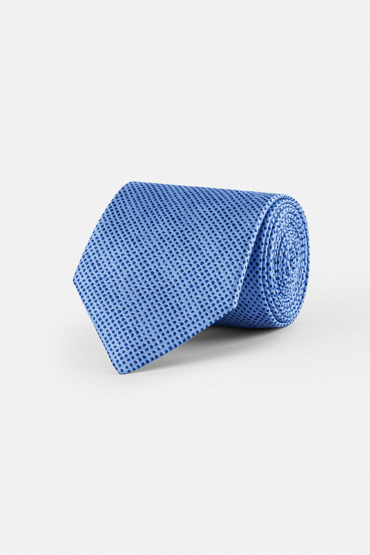 Jacquard Dotted Light Blue Necktie with Handkerchief