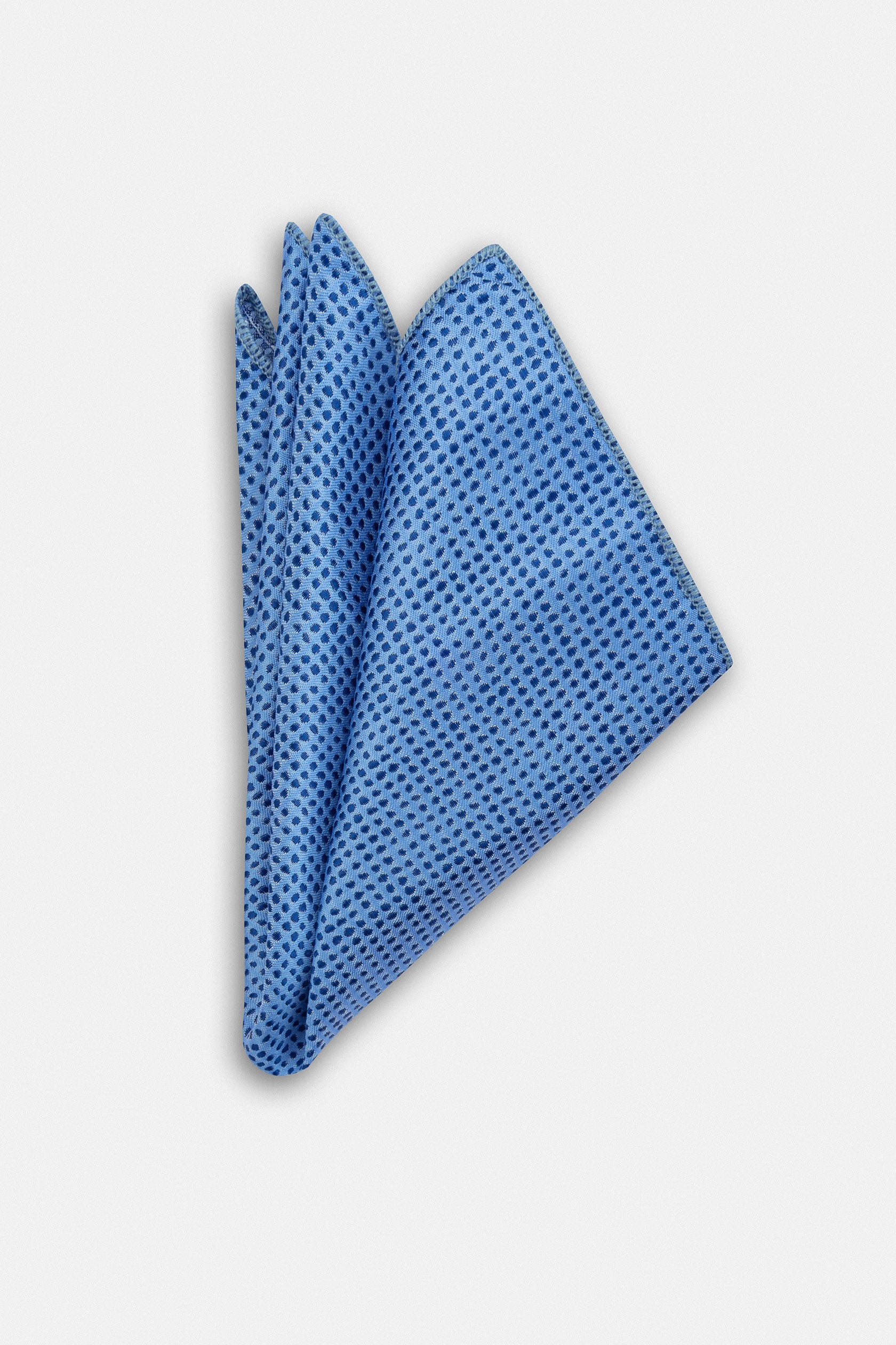 Jacquard Dotted Light Blue Necktie with Handkerchief