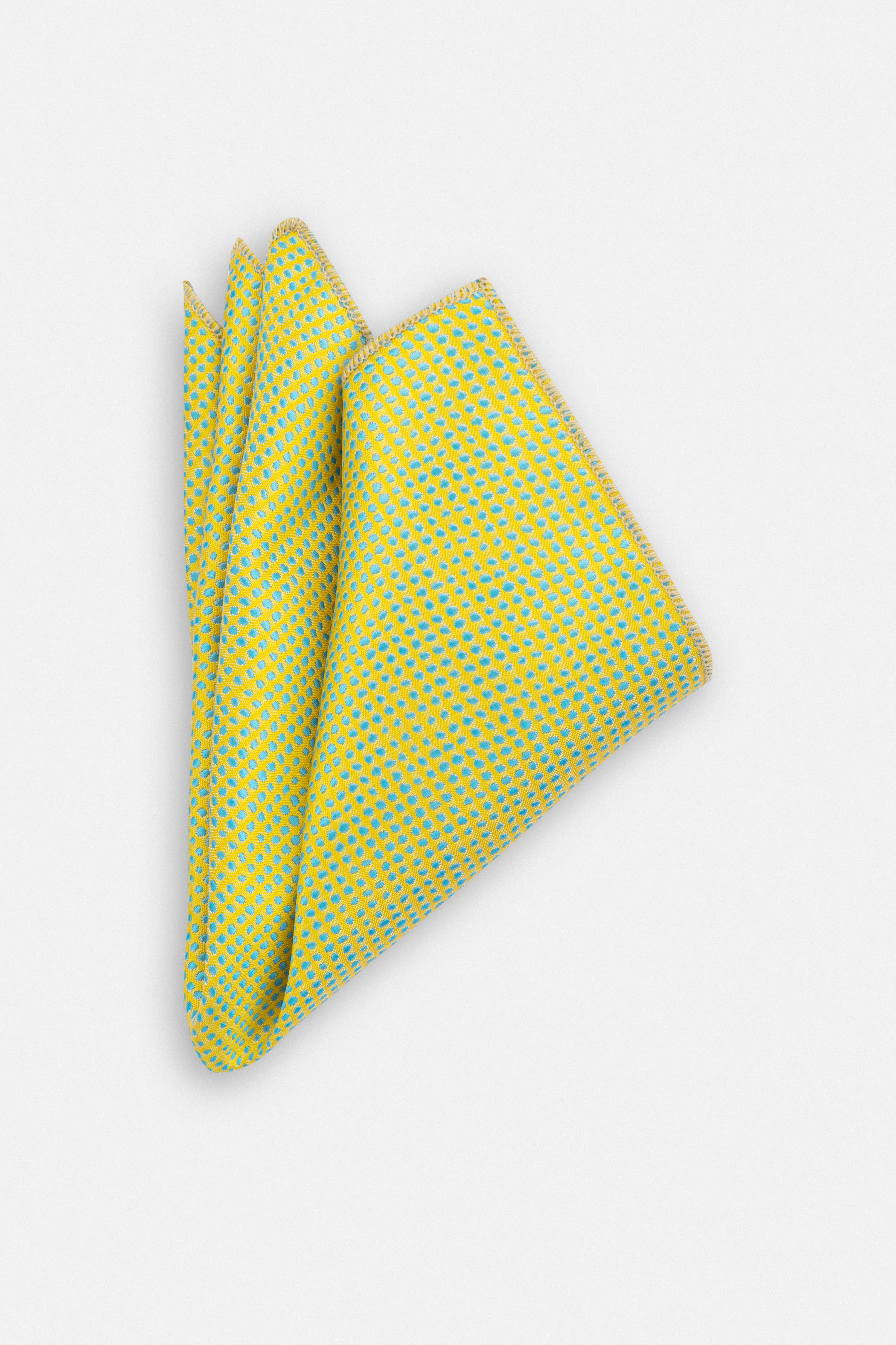 Jacquard Dotted Yellow Necktie with Handkerchief