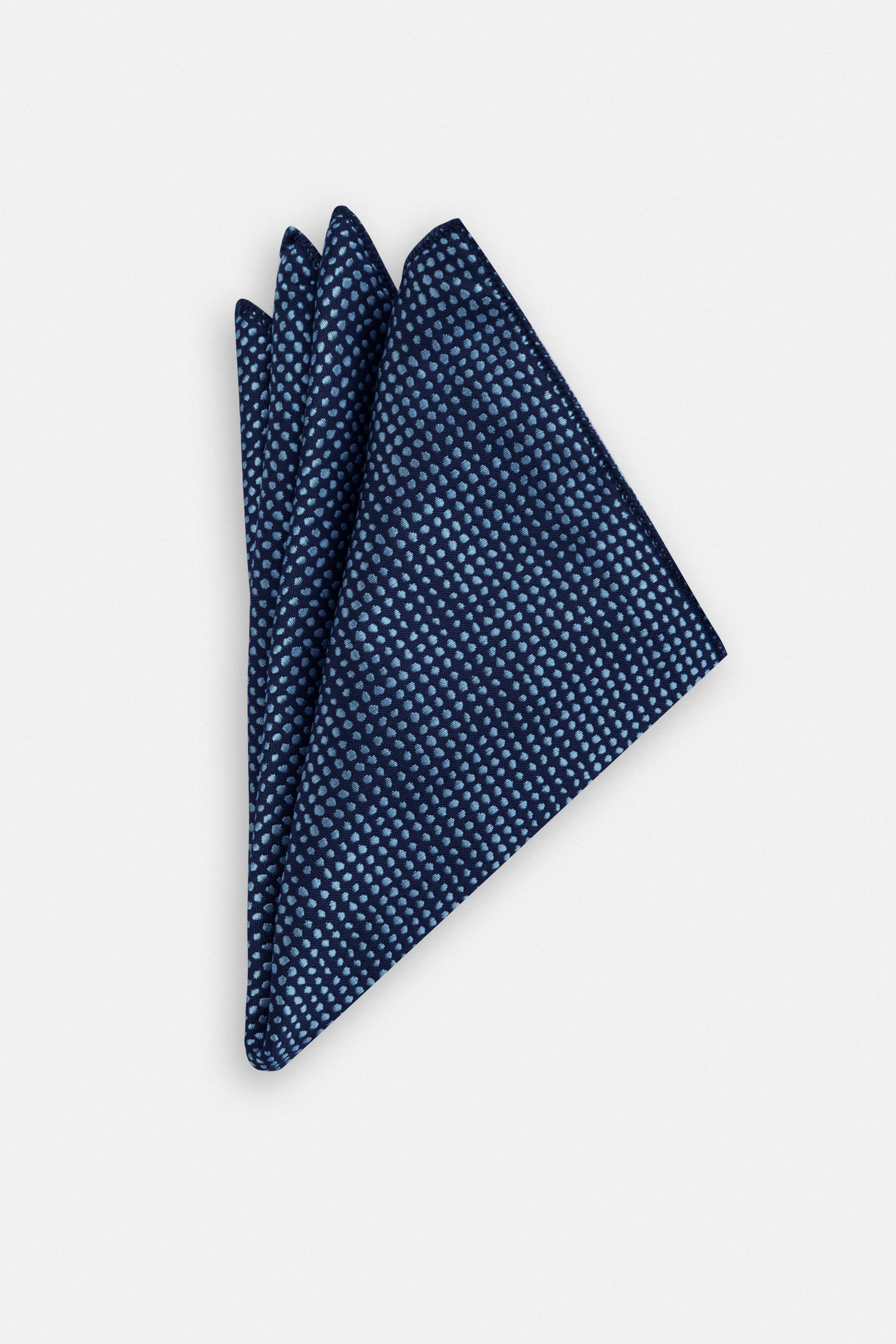 Jacquard Dotted Navy Necktie with Handkerchief