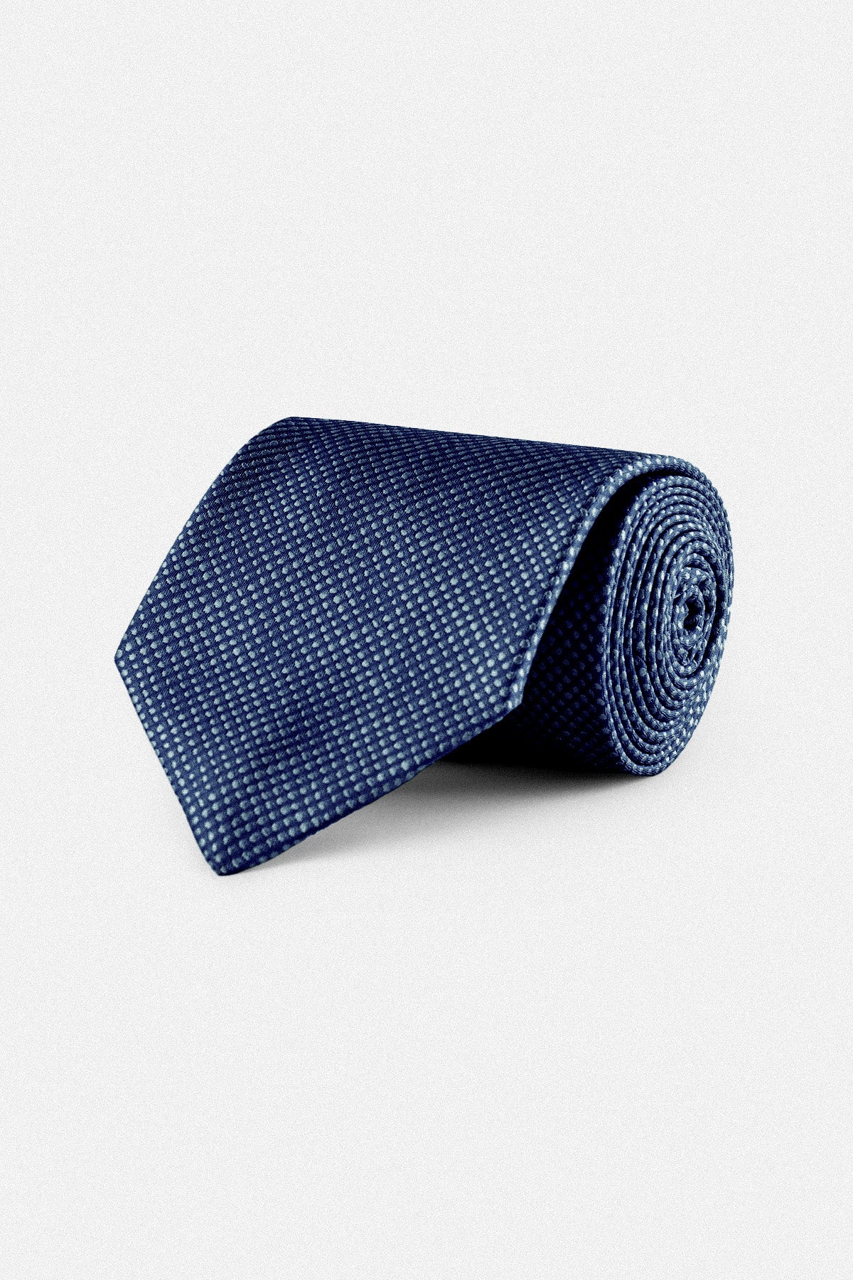 Jacquard Dotted Navy Necktie with Handkerchief